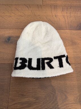 Burton Cream and Black Logo Knit Beanie